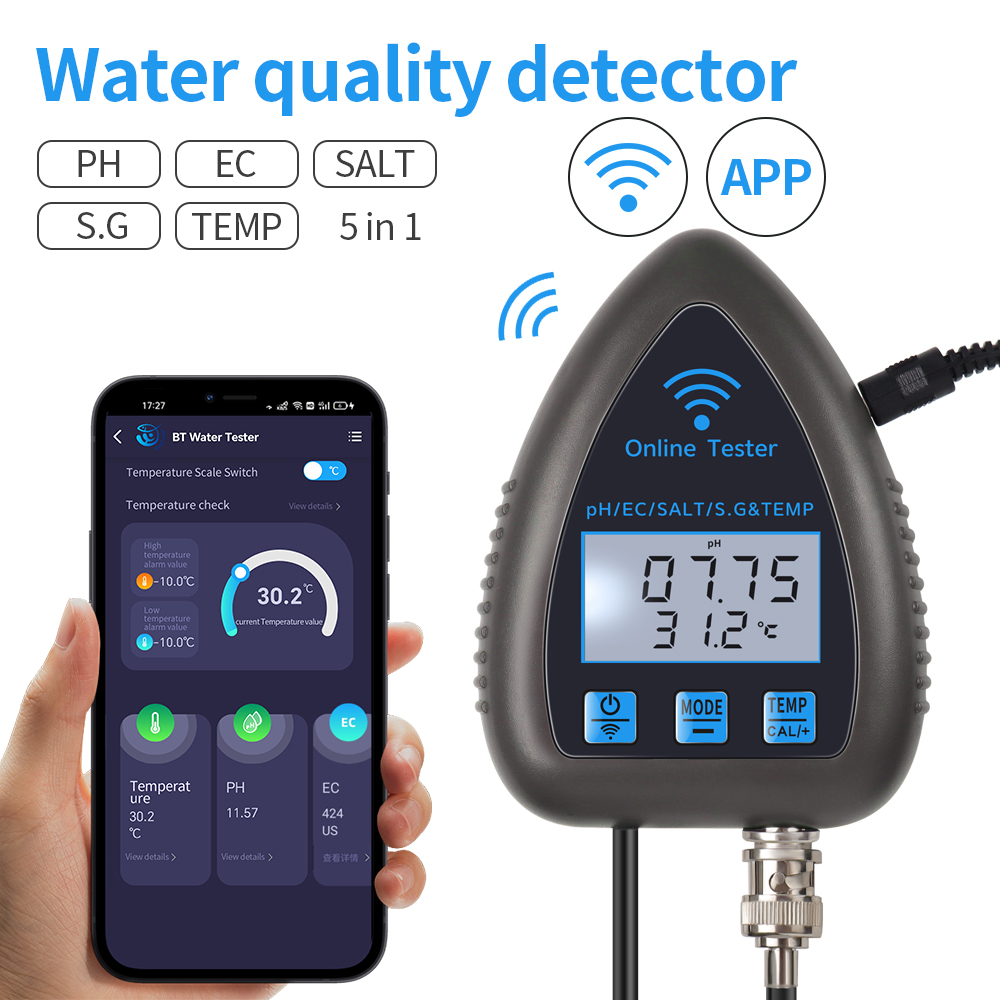Tuya WiFi 5 in 1 Water Quality - Ph Meter Digital Water Tester ulasan dan harga